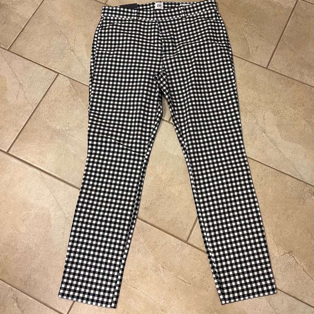 Gap black and white check pants